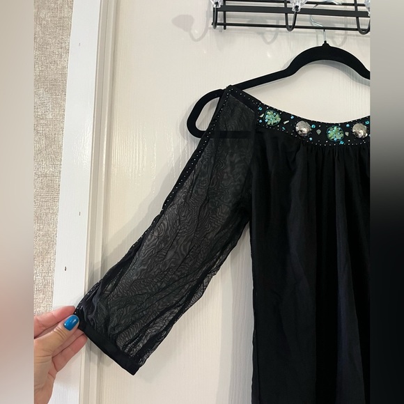 Krista Lee Black Dress with Teal Accents - Picture 2 of 6